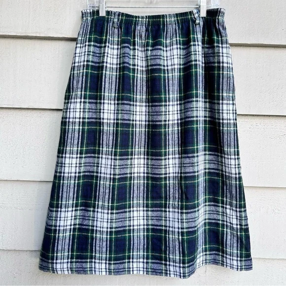 Vintage Appleseed's Plaid Midi Skirt Elastic Waist Made in USA Size 16 - Picture 1 of 9